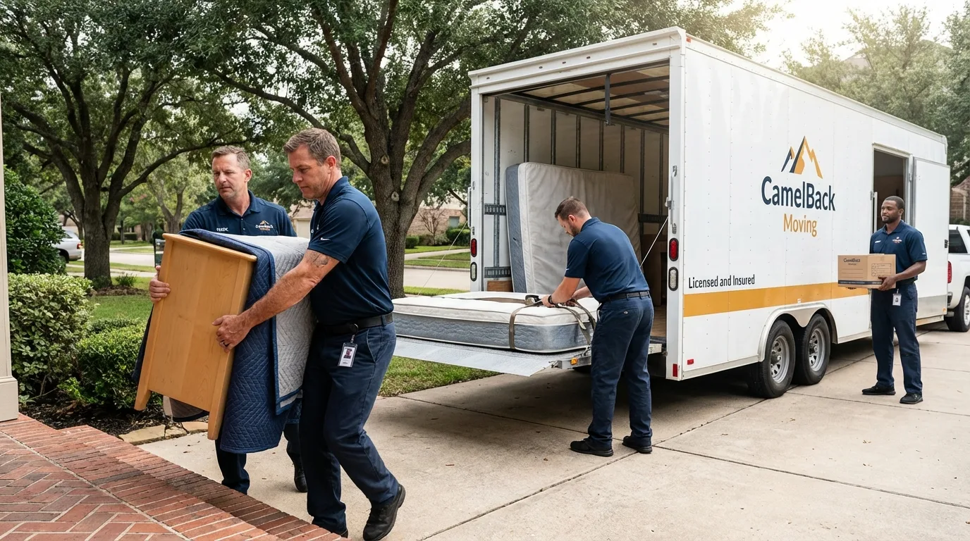 Crew loading residential truck for cross-state move from Lemon Grove, CA