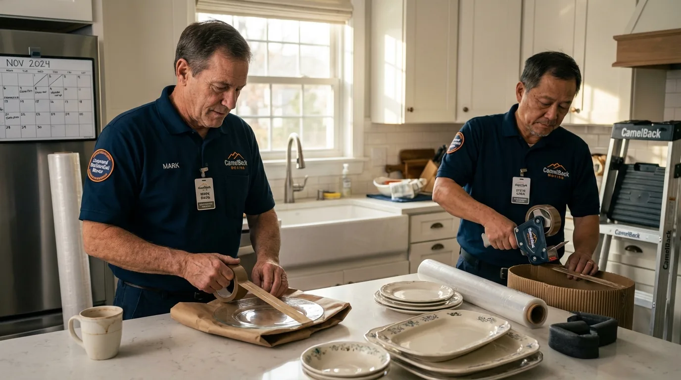Professional crew packing kitchen dishware in Lemon Grove, CA